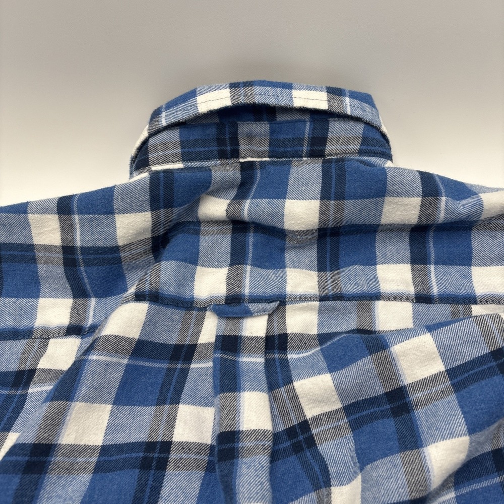 IZOD Blue Plaid Flannel Shirt‎ Mens  Size Large Tall Button Up Logo Pocket - Picture 12 of 12